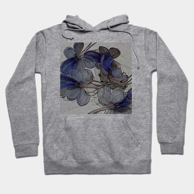 Gray and Blue Botanical Pillows Blue Butterfly Flower Glory Bower Wings Hoodie by IEatFanBoys